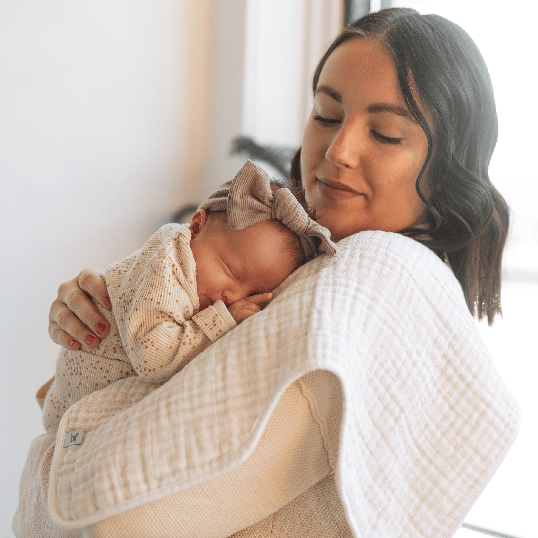 Cotton Muslin Burp Cloth 2 Pack | Tan Gingham